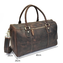 Cool Leather Mens Weekender Bag Vintage Travel Bag Duffle Bag for Men
