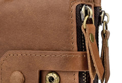 Genuine Leather Mens Zip Wallet Cool billfold Slim Bifold Wallet Card Wallet Purse for Mens
