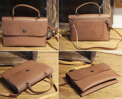 Leather Pink Satchel Bag Simple Crossbody Bag - Annie Jewel