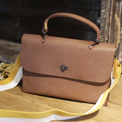 Leather Pink Satchel Bag Simple Crossbody Bag - Annie Jewel