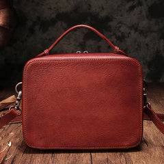 Vintage Womens Brown Leather Satchel Shoulder Bag School Handbag Shoulder Purse for Girls