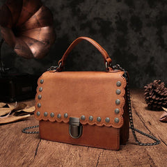 Vintage Womens Leather Handbags Purse Brown Satchel Handbags Shoulder Crossbody Bags for Ladies