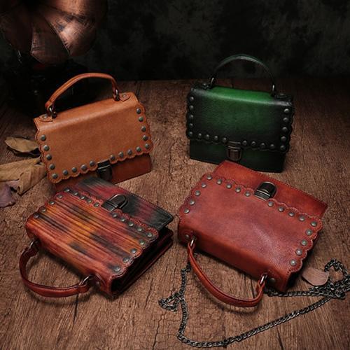 Vintage Womens Leather Handbags Purse Brown Satchel Handbags Shoulder Crossbody DD027801009