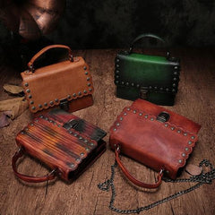 Vintage Womens Leather Handbags Purse Brown Satchel Handbags Shoulder Crossbody Bags for Ladies