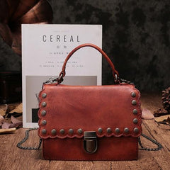 Vintage Womens Leather Handbags Purse Brown Satchel Handbags Shoulder Crossbody Bags for Ladies