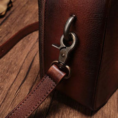 Vintage Womens Brown Leather Satchel Shoulder Bag School Handbag Shoulder Purse for Girls