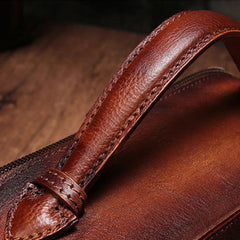 Vintage Brown Womens Leather Satchel Handbag Green Leather Side Shoulder Bag for Ladies