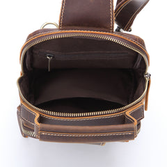 Leather Sling Bag for Men Vintage Chest Crossbody Bag For Men
