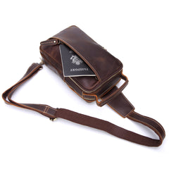 Leather Sling Bag for Men Vintage Chest Crossbody Bag For Men