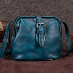 Brown Small Womens Leather Doctor Shoulder Bag Female Blue Doctor Bag Style Purse for Ladies