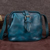 Blue Small Womens Leather Doctor Shoulder Bag Female Brown Doctor Bag Style Purse for Ladies