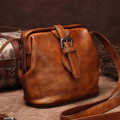 Blue Small Womens Leather Doctor Shoulder Bag Female Brown Doctor Bag Style Purse for Ladies