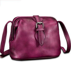 Purple Small Womens Leather Doctor Shoulder Bag Female Blue Doctor Bag Style Purse for Ladies