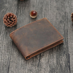 Leather Small Mens Wallet Bifold Vintage Trifold billfold Wallet for Men