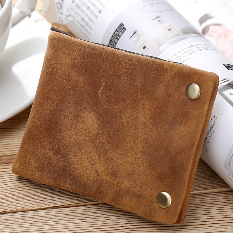 Leather Small Mens Wallet Bifold Vintage billfold Wallet for Men