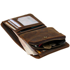 Leather Small Mens Wallet Slim Vintage Bifold Wallet for Men