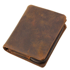 Leather Small Mens Wallet Slim Vintage Bifold Wallet for Men