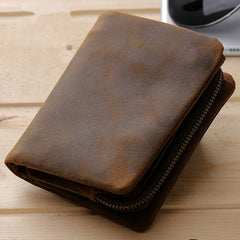Leather Small Mens Wallet Slim Vintage Bifold Wallet for Men
