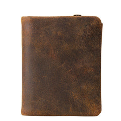 Leather Small Mens Wallet Slim Vintage Bifold Wallet for Men