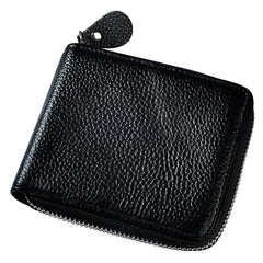 Leather Small Mens Wallet Zipper Bifold billfold Vintage Wallet for Men