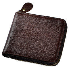 Leather Small Mens Wallet Zipper Bifold billfold Vintage Wallet for Men