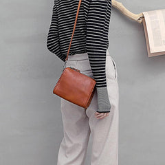 Brown SMall Leather Womens Small Shoulder Bag Small Black Leather Side Bag Crossbody Bag for Ladies