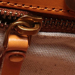 Vintage Womens Brown Leather Tote Purse 12