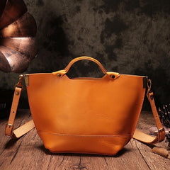 Vintage Womens Brown Leather Tote Purse 12