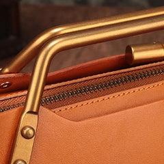 Vintage WOmens Tan Leather Handbag Purse Shoulder Tote Handbags Crossbody Bags for Ladies