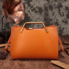 Vintage WOmens Tan Leather Handbag Purse Shoulder Tote Handbags Crossbody Bags for Ladies
