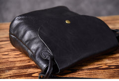 Leather Women Bucket Bag Black Shoulder Bag For Women