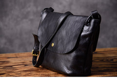 Leather Women Bucket Bag Black Shoulder Bag For Women