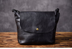 Leather Women Bucket Bag Black Shoulder Bag For Women