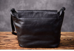 Leather Women Bucket Bag Black Shoulder Bag For Women