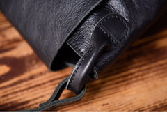 Leather Women Bucket Bag Black Shoulder Bag For Women