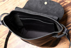 Leather Women Bucket Bag Black Shoulder Bag For Women