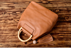 Leather Women Bucket Bag Handbag Shoulder Bag For Women with Tassels