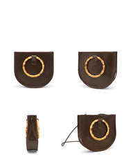 Leather Womens Round Handbags Saddle Shoulder Bag For Women
