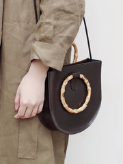 Leather Womens Round Handbags Saddle Shoulder Bag For Women