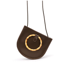 Leather Womens Round Handbags Saddle Shoulder Bag For Women