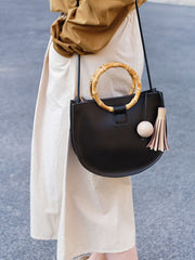 Leather Womens Round Handbags Saddle Shoulder Bag For Women
