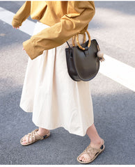 Leather Womens Round Handbags Saddle Shoulder Bag For Women