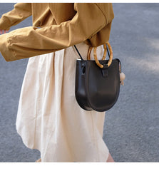Leather Womens Round Handbags Saddle Shoulder Bag For Women