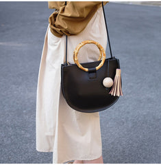 Leather Womens Round Handbags Saddle Shoulder Bag For Women