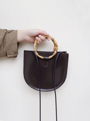 Leather Womens Round Handbags Saddle Shoulder Bag For Women