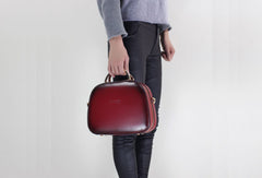 Leather handbag shoulder bag brown red for women leather crossbody bag - EverHandmade