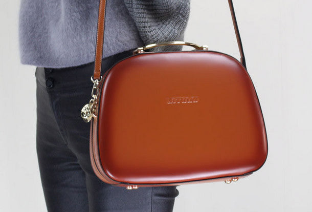 Leather handbag shoulder bag brown red for women leather crossbody bag - EverHandmade