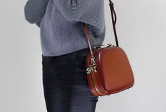 Leather handbag shoulder bag brown red for women leather crossbody bag - EverHandmade
