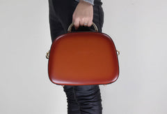 Leather handbag shoulder bag brown red for women leather crossbody bag