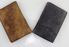 men long leather wallet men trifold vintage gray brown long wallet for him